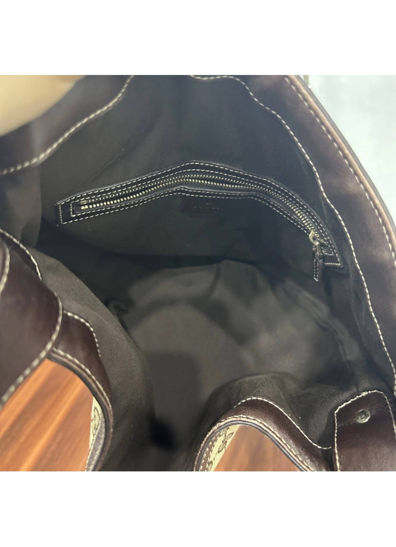 Gucci Brown GG Canvas Wave Hobo Bag Beige