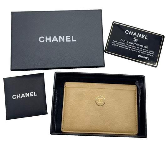 Auth Chanel Cardholder Leather Calfskin